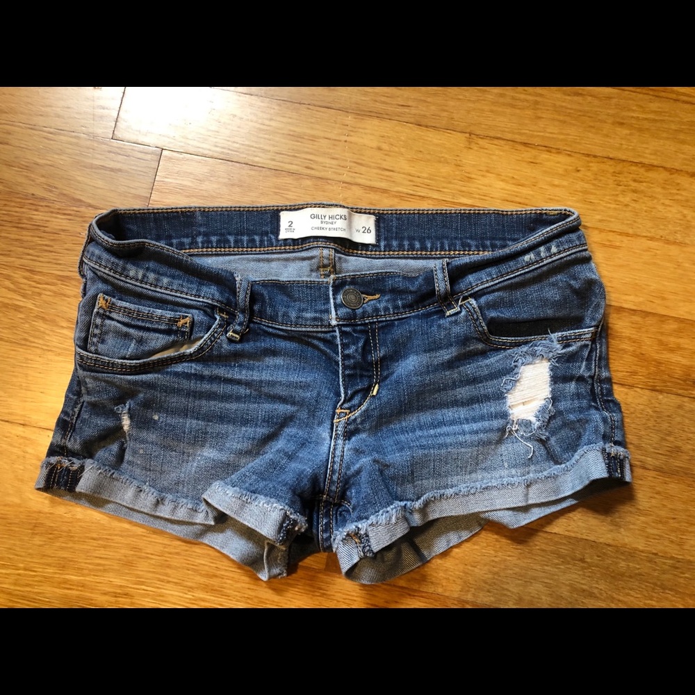 Distressed jean shorts